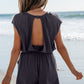 Ashleigh Blue Knit Open Back Cap Sleeve Drawstring Elastic Waistband Romper