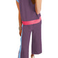 Navy Blue Color Block Detail Casual Two-piece Set