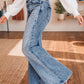 Beau Blue Acid Wash Pocket Detail Flare Jeans