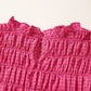 Red Plaid Shirred Ruffle Trim Tank Top