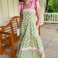 Green Floral Print Striped Detail Knot Straps Maxi Dress