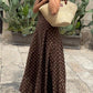 Brown Polka Dot Print Square Neck Sleeveless Vacation Long Dress