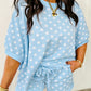 Green Polka Dot Oversized Top Drawstring Short Set