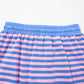 Pink Stripe Relaxed Short Sleeve Top Elastic Waist Drawstring Skort 2pcs Set