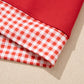 Carrot Gingham Trim Baggy Pullover 2pcs Short Set