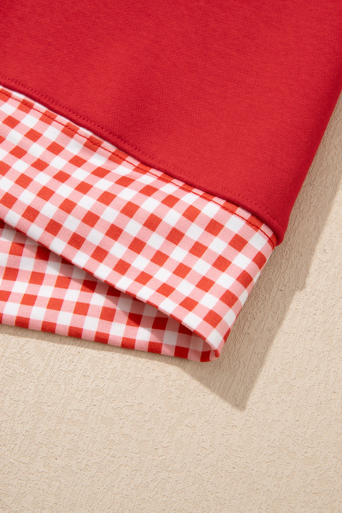 Carrot Gingham Trim Baggy Pullover 2pcs Short Set