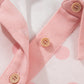 Pink Polka Dot Drop Shoulder Polo Loose Pullover Patch Pocket Casual Shorts Set