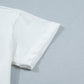 White Asymmetric Lace Hem Patchwork Tee