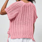Ashleigh Blue Plus Size Open Knit Bow Tie Short Sleeve Sweater