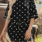 Pink Polka Dot Short Sleeve Loose Top Drawstring Shorts Set