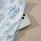 Sky Blue Floral Print Striped Detail Long Sleeve Top Ruffle Hem Shorts 2pcs Set