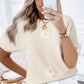 Pink Flower Pattern Short Sleeve Knitted Top
