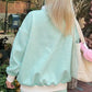 Sky Blue Stripe Oversize Mock Neck Sweatshirt and Shorts Set