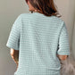 Sky Blue Stripe Raised Rib Loose Tee Drawstring Elastic Waist 2pcs Short Set