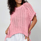Ashleigh Blue Plus Size Open Knit Bow Tie Short Sleeve Sweater