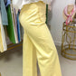 Yellow Solid Color Scalloped Patch Pocket Shift Jeans