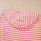 Rose Red Striped Long Sleeve Zip-Up Hoodie Drawstring Elastic Waist 2pcs Short Set
