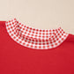 Carrot Gingham Trim Baggy Pullover 2pcs Short Set