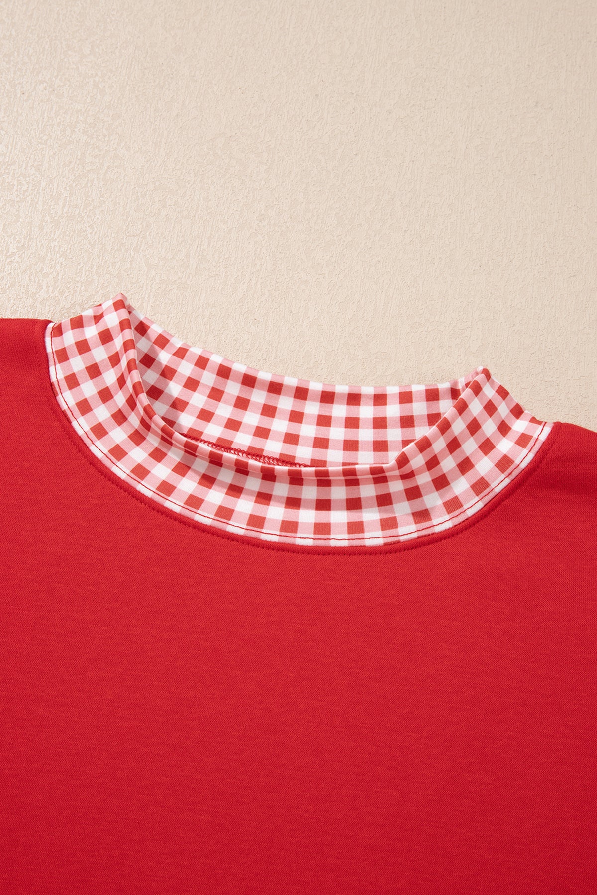 Carrot Gingham Trim Baggy Pullover 2pcs Short Set