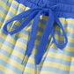 Yellow Stripe Colorblock Trim Crew Neck Loose Tee Drawstring Elastic Waist 2pcs Pant Set