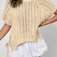 Ashleigh Blue Plus Size Open Knit Bow Tie Short Sleeve Sweater