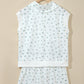White Floral Print Half Zip Top Matching Short Set