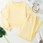 Yellow Cream Eyelet Embroidered Lace Patchwork Cropped Pullover Drawstring Pants Set