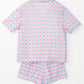 Purple Checkered Pattern Short Sleeve Pajamas Set