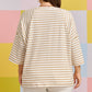 Apricot Stripe Plus Size Textured Patchwork Detail Half Sleeve Top