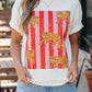 Dark Grey Cheetah Striped Print Retro Fashion Graphic Tee