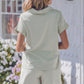 Purple Stripe Dolman Sleeve Polo Shirt and Drawstring Shorts Set