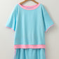 Bonbon Plus Size Contrast Trim T Shirt and Skirt Two Piece Set