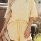 Pink Polka Dot Short Sleeve Loose Top Drawstring Shorts Set