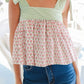 Green Floral Printed Knot Straps Babydoll Tank Top