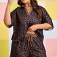 Brown Plus Size Leopard Short Set