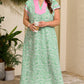 Green Plus Size Contrast Trim Flutter Sleeve Floral Kaftan Maxi Dress