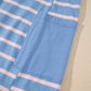 Sky Blue Stripe V Neck Short Sleeve Double Wear Loose Romper