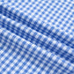 Sky Blue Summer Plaid V Neck Puff Sleeve Blouse