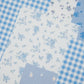 Sky Blue Patchwork Floral Print Stand Neck Long Sleeve Two-piece Outfit Plus Size Set