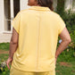 Mist Blue Solid Color Polo Tee Elastic Waist Shorts Plus Size Outfit