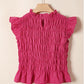 Red Plaid Shirred Ruffle Trim Tank Top