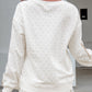 White Polka Dot Print Side Stripe Detail Casual Sweatshirt 2pcs Short Set