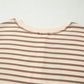 Brown Stripe Plus Size Half Buttons Top and Shorts Set