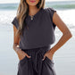 Ashleigh Blue Knit Open Back Cap Sleeve Drawstring Elastic Waistband Romper