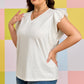 White Eyelet Crochet Splicing Short Sleeve Plus Size Tee