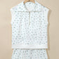 White Floral Print Half Zip Top Matching Short Set