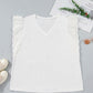 White Eyelet Crochet Splicing Short Sleeve Plus Size Tee