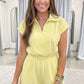 Yellow Cream Half Zip Polo Tee Elastic Waist Romper
