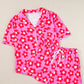 Flower Print Short Sleeve Shirt Pajamas Set