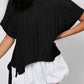 Ashleigh Blue Plus Size Open Knit Bow Tie Short Sleeve Sweater